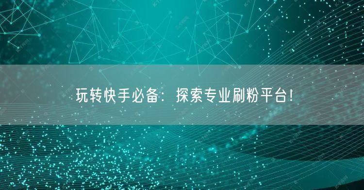 玩转快手必备：探索专业刷粉平台！