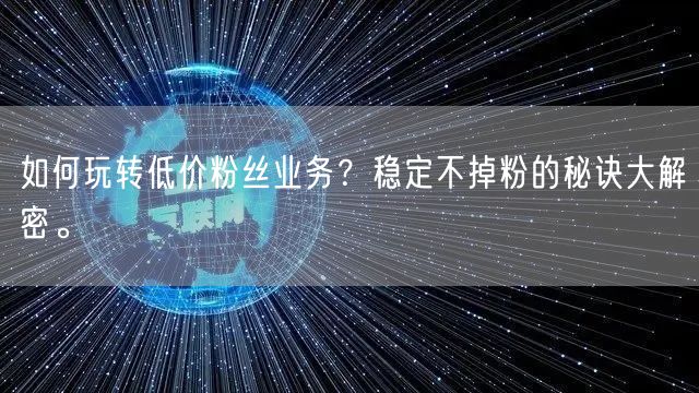 如何玩转低价粉丝业务？稳定不掉粉的秘诀大解密。