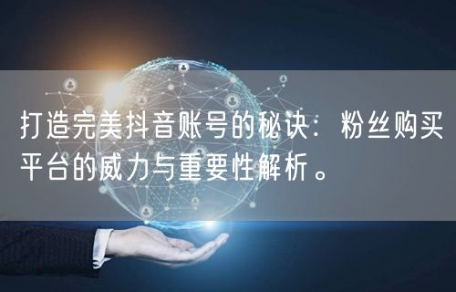 打造完美抖音账号的秘诀：粉丝购买平台的威力与重要性解析。