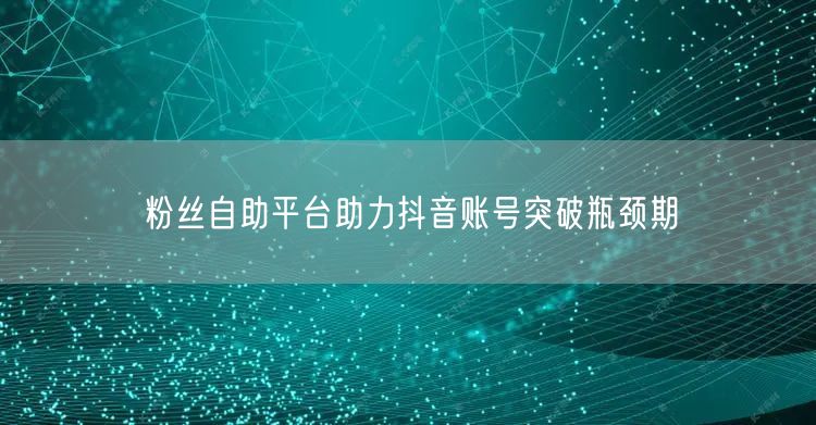 粉丝自助平台助力抖音账号突破瓶颈期